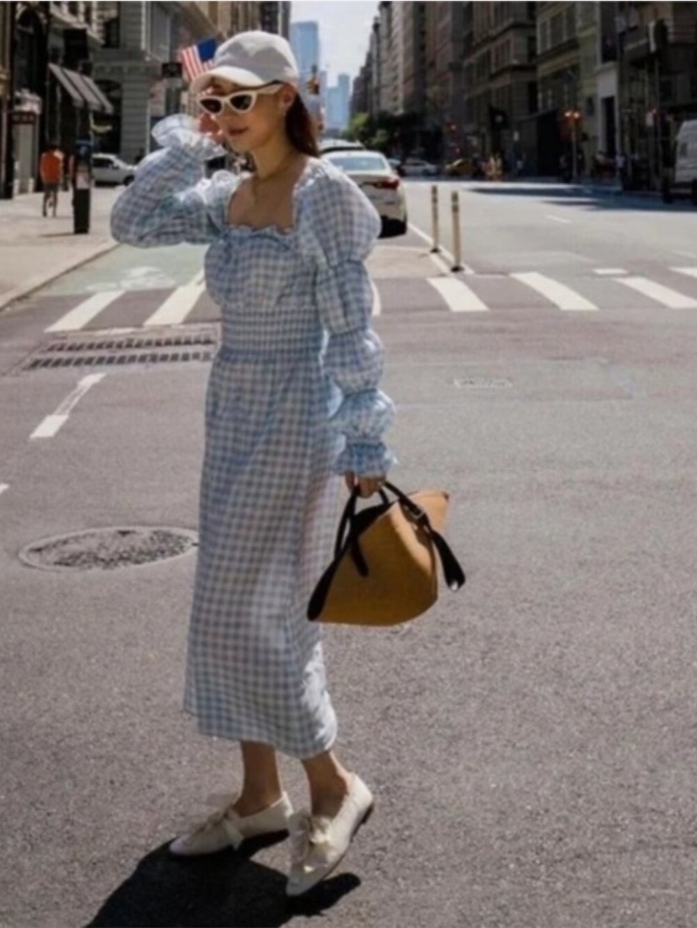 Sleeper 100% linen blue gingham michelin dress cottagecore feminine wedding